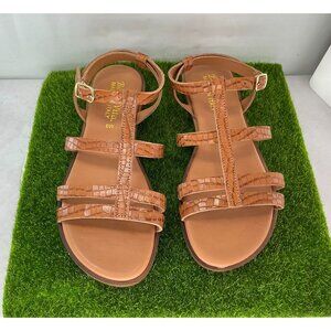 New Brown Vita Italy Natural Croco Leather Strappy Sandals Size 6W